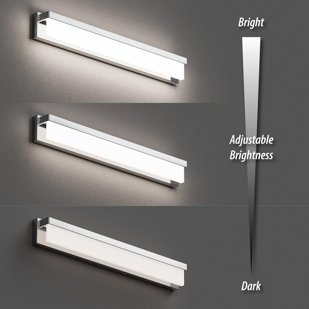 32" Chrome LED Bathroom Vanity Light, 4000K Modern Wall Light - Picture 4 of 5